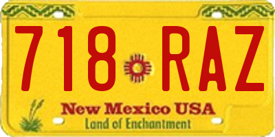 NM license plate 718RAZ