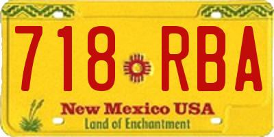 NM license plate 718RBA