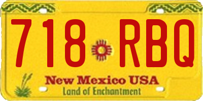 NM license plate 718RBQ