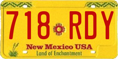 NM license plate 718RDY