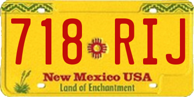 NM license plate 718RIJ