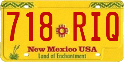 NM license plate 718RIQ