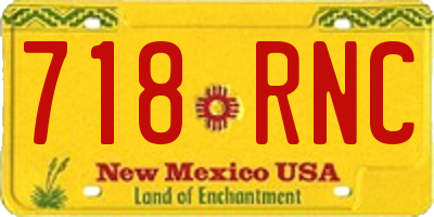 NM license plate 718RNC