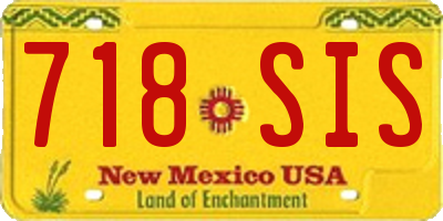 NM license plate 718SIS