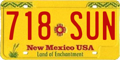 NM license plate 718SUN