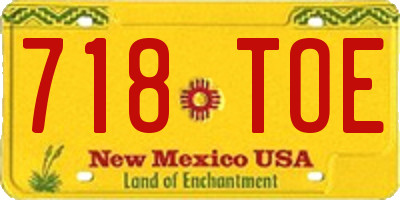 NM license plate 718TOE