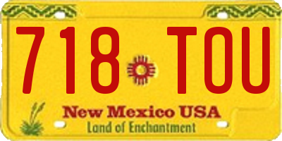 NM license plate 718TOU