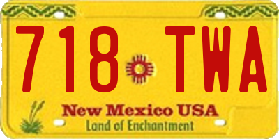 NM license plate 718TWA