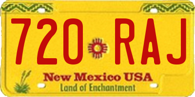 NM license plate 720RAJ