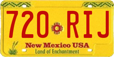 NM license plate 720RIJ