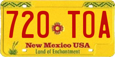 NM license plate 720TOA
