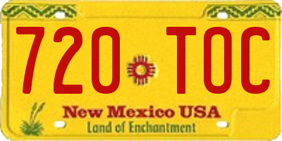 NM license plate 720TOC