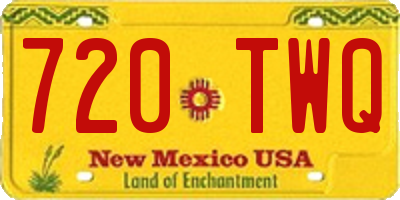 NM license plate 720TWQ