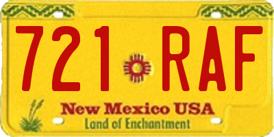 NM license plate 721RAF