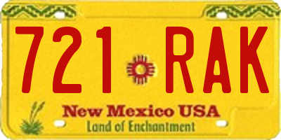 NM license plate 721RAK