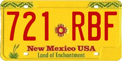 NM license plate 721RBF