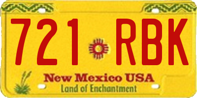 NM license plate 721RBK