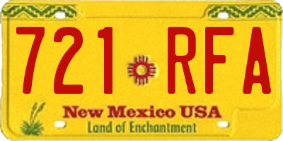 NM license plate 721RFA