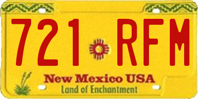 NM license plate 721RFM