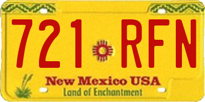 NM license plate 721RFN