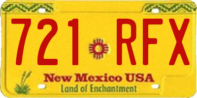 NM license plate 721RFX