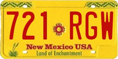 NM license plate 721RGW