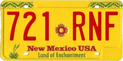 NM license plate 721RNF
