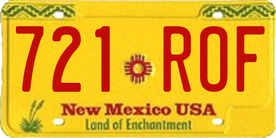 NM license plate 721ROF