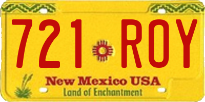 NM license plate 721ROY