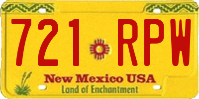NM license plate 721RPW