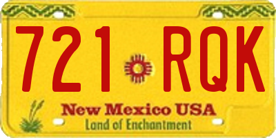 NM license plate 721RQK