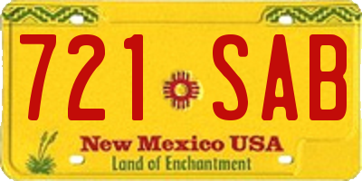 NM license plate 721SAB