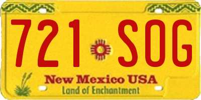NM license plate 721SOG