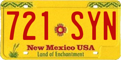 NM license plate 721SYN