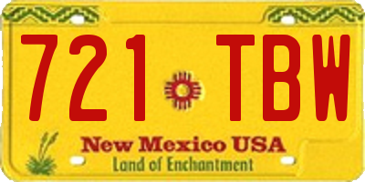 NM license plate 721TBW