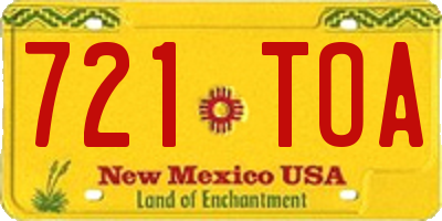 NM license plate 721TOA