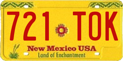NM license plate 721TOK