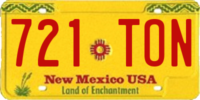 NM license plate 721TON