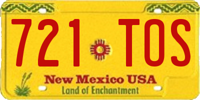 NM license plate 721TOS