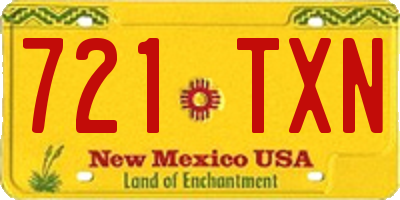 NM license plate 721TXN