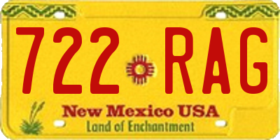 NM license plate 722RAG