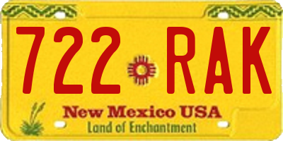 NM license plate 722RAK