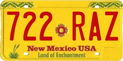 NM license plate 722RAZ