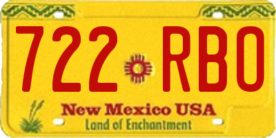 NM license plate 722RBO