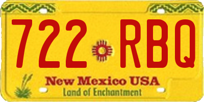 NM license plate 722RBQ