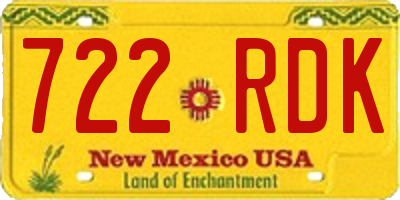 NM license plate 722RDK
