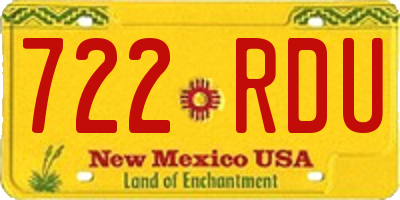 NM license plate 722RDU