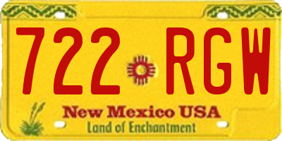 NM license plate 722RGW
