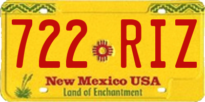 NM license plate 722RIZ
