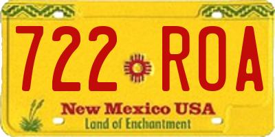 NM license plate 722ROA